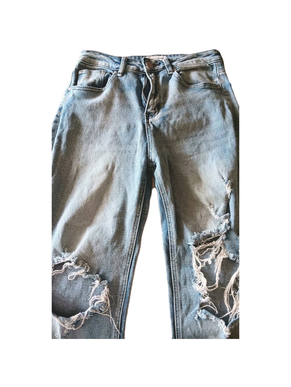 Almost Famous Jeans Boot Cut Womens Western Distressed Blue Wash Denim Size 3